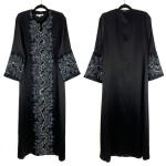 Black Floral Embroidered Maxi Kaftan Dress