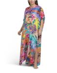 Johnny Was Colorful Maxi Kaftan with Tie Neck