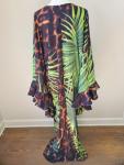 Glam Satin Tropical Animal Print Kaftan Dress