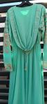 Moroccan Kaftan Dress with Long Hood, Size L