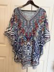 Colorful Sheer Beaded Kaftan Poncho Top