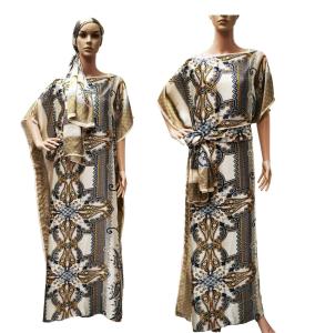 Floral Boho Kaftan Dress with Matching Scarf