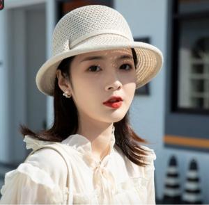 Women's Crochet Bucket Hat with Wide Brim