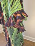 Glam Satin Tropical Animal Print Kaftan Dress