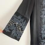 Black Floral Embroidered Maxi Kaftan Dress