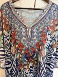 Colorful Sheer Beaded Kaftan Poncho Top