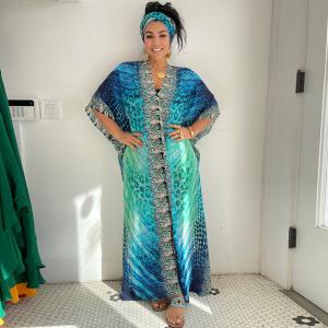 Plus Size V-Neck Boho Kaftan Maxi Dress