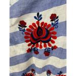 Blue & White Striped Tassel Boho Kaftan