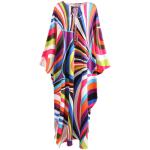 Multicolor Printed Silk Oversized Summer Kaftan Dress