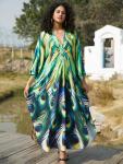 Plus Size V Neck Batwing Sleeve Kaftan Dress
