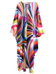 Multicolor Printed Silk Oversized Summer Kaftan Dress