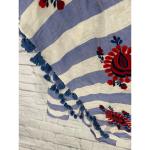 Blue & White Striped Tassel Boho Kaftan