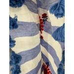 Blue & White Striped Tassel Boho Kaftan
