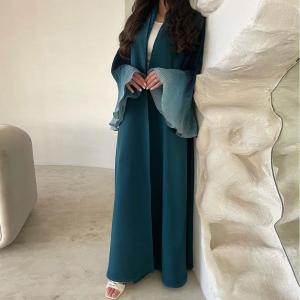 Elegant Open Front Flare Sleeve Arabian Kaftan