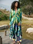 Plus Size V Neck Batwing Sleeve Kaftan Dress