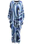 Navy Silk Designer Inspired Women's Oversize Kaftan