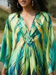 Plus Size V Neck Batwing Sleeve Kaftan Dress