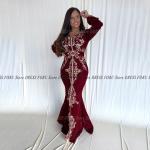 Chic Moroccan Applique Long Sleeve Kaftan Dress