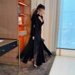 Black Lace Evening Kaftan Dress with Long Sleeves