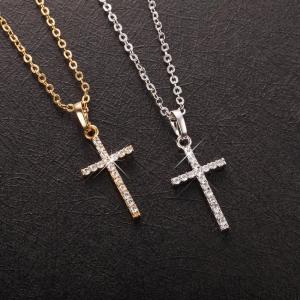 Fashion Cross Rhinestone Pendant Necklace for Women