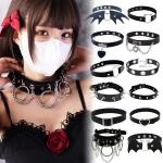 Black PU Leather Punk Choker Necklace for Women