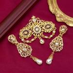 Gold Moroccan Jewelry Kaftan Brooch and Earring Set