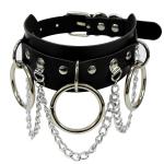 Black PU Leather Punk Choker Necklace for Women