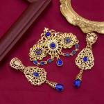 Gold Moroccan Jewelry Kaftan Brooch and Earring Set