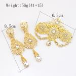 Gold Moroccan Jewelry Caftan Brooch and Earring Set