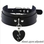Black PU Leather Punk Choker Necklace for Women