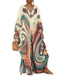 Plus Size Ethnic Print Beach Kaftan Dress