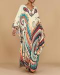 Plus Size Ethnic Print Beach Kaftan Dress