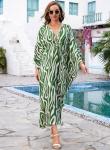 Yanziliu V-Neck Tie Dye Beach Kaftan Dress