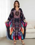 Plus Size Batwing Sleeve Kaftan Dress for Women