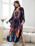 Plus Size Batwing Sleeve Kaftan Dress for Women