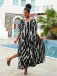 Plus Size Moroccan Kaftan Swim Cover-Up Dress