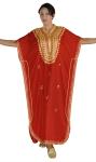 Moroccan Red Cotton Kaftan Dress for Women