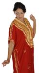Moroccan Red Cotton Kaftan Dress for Women