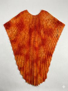 Orange Pleated Kaftan Dress Sheer Lightweight Resort Wear Sheer Sz: XL