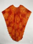 Orange Pleated Kaftan Dress Sheer Lightweight Resort Wear Sheer Sz: XL