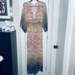 Women's Sheer Maxi Kaftan Dress Cover-Up Resort Wear Flowy Bell Sleeves One Size