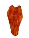 Orange Pleated Kaftan Dress Sheer Lightweight Resort Wear Sheer Sz: XL