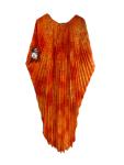 Orange Pleated Kaftan Dress Sheer Lightweight Resort Wear Sheer Sz: XL