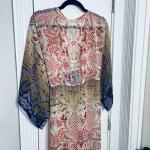Women's Sheer Maxi Kaftan Dress Cover-Up Resort Wear Flowy Bell Sleeves One Size