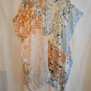 Floral Kaftan Dress Womens One Size Multicolor Chiffon Boho Beach Kimono