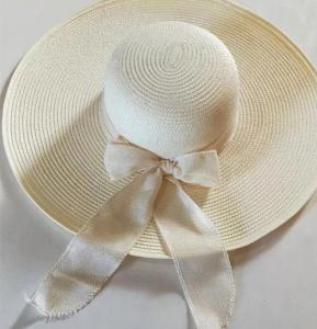 Straw Hat Foldable Sun Cap with Bow for Women Summer Travel Vacation Use