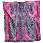 Paisley Print Short Kimono Kaftan Dress Coverup Loose Sundress Pink L-34"