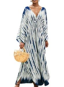 Plus Size Tie Dye V-Neck Kaftan Dress