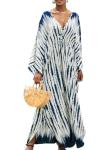 Plus Size Tie Dye V-Neck Kaftan Dress