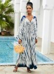 Plus Size Tie Dye V-Neck Kaftan Dress